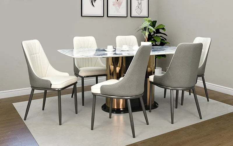 Luxo Nation Andrea :- Exquisite - 6- Seater Italian Marble Dining Set